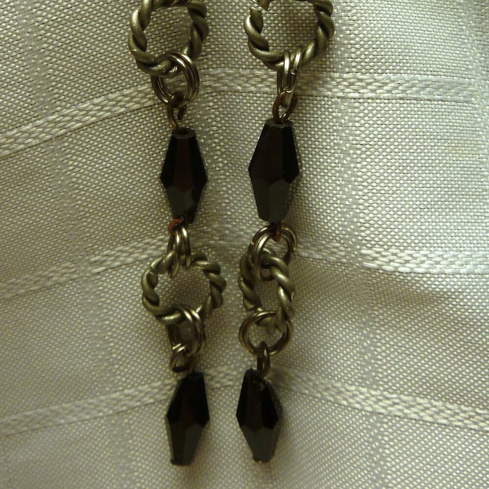 No199 Handmade earrings with glass cristals and acrylic rings Approx. 4 inches